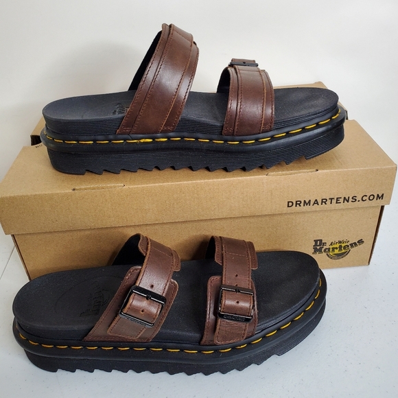 Dr. Martens Myles Brando Leather Sandal Women's Size 12 Men's 11 NEW Dark Brown - Picture 1 of 16